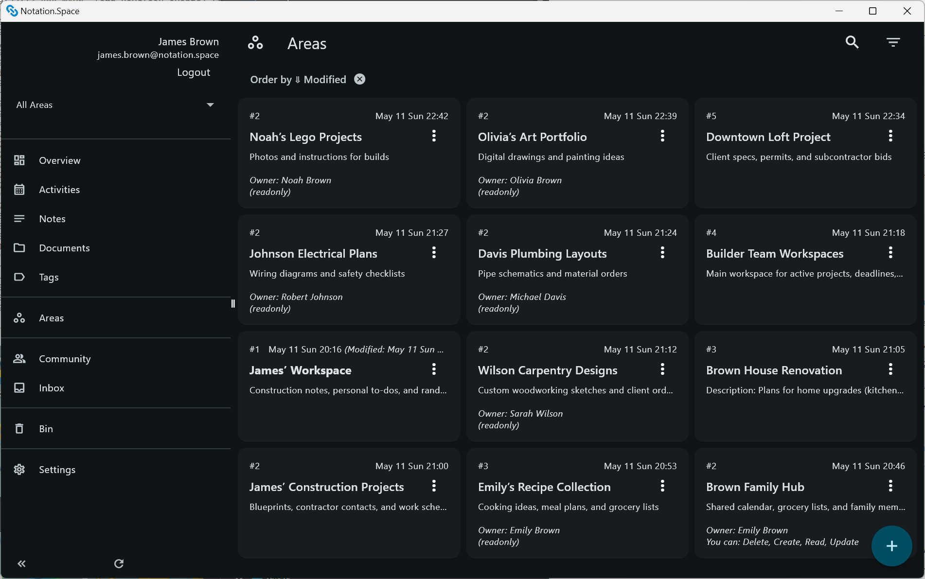 Working Areas (Dark)